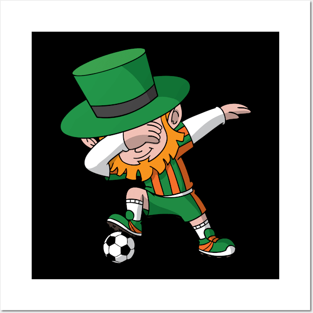 St Patricks Day Dabbing Leprechaun Soccer Dab Wall Art by E